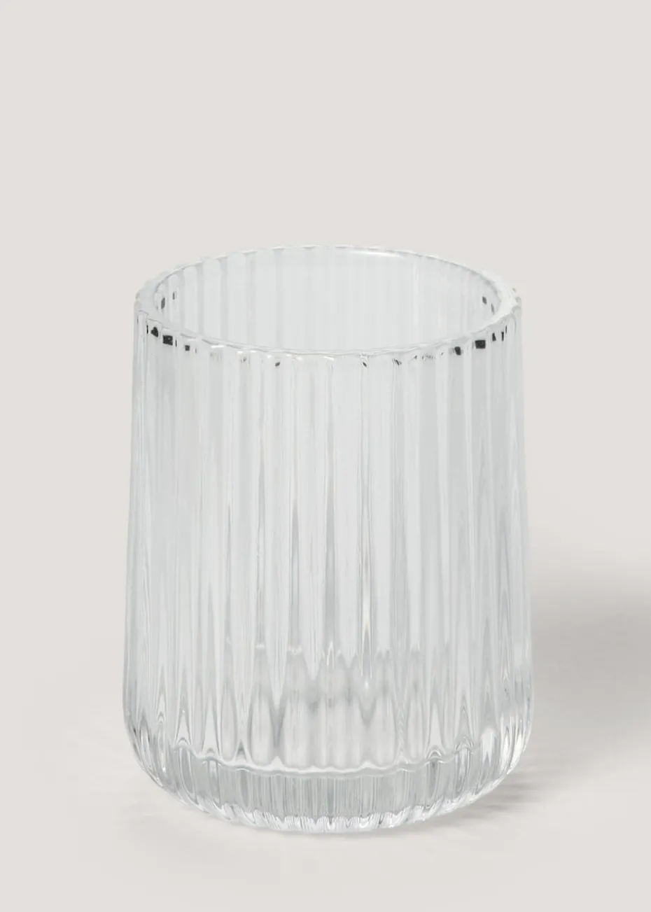 Clear Ribbed Glass Soap Dispenser