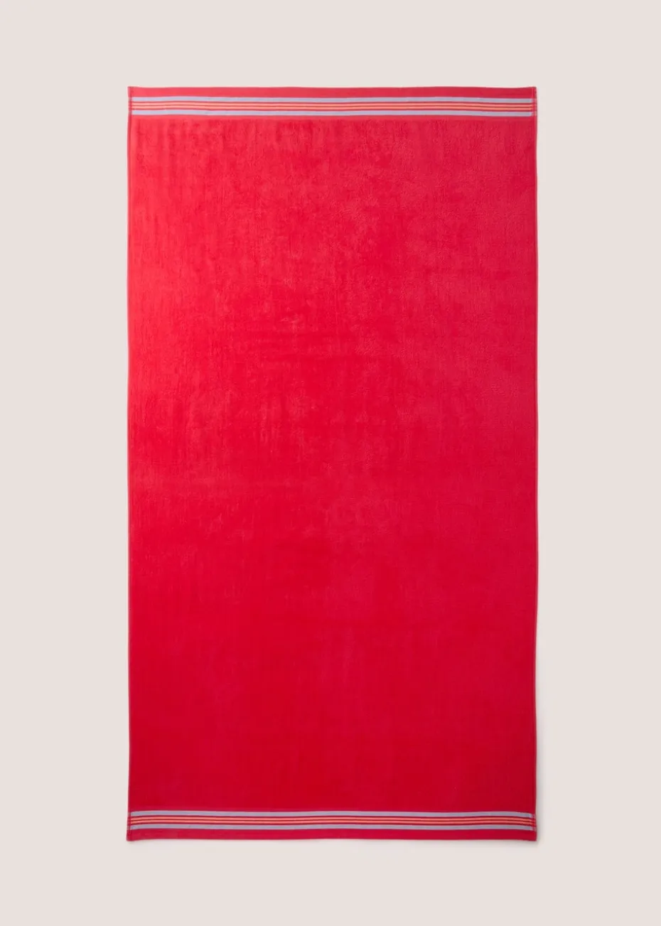Coral Stripe Border Extra Large Towel