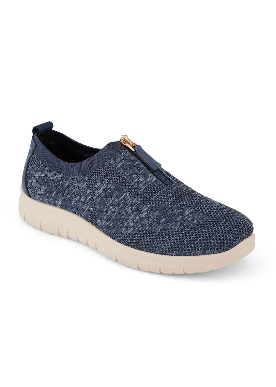 Cotton Traders Airforce Blue Memorylite Front Zip Trainers