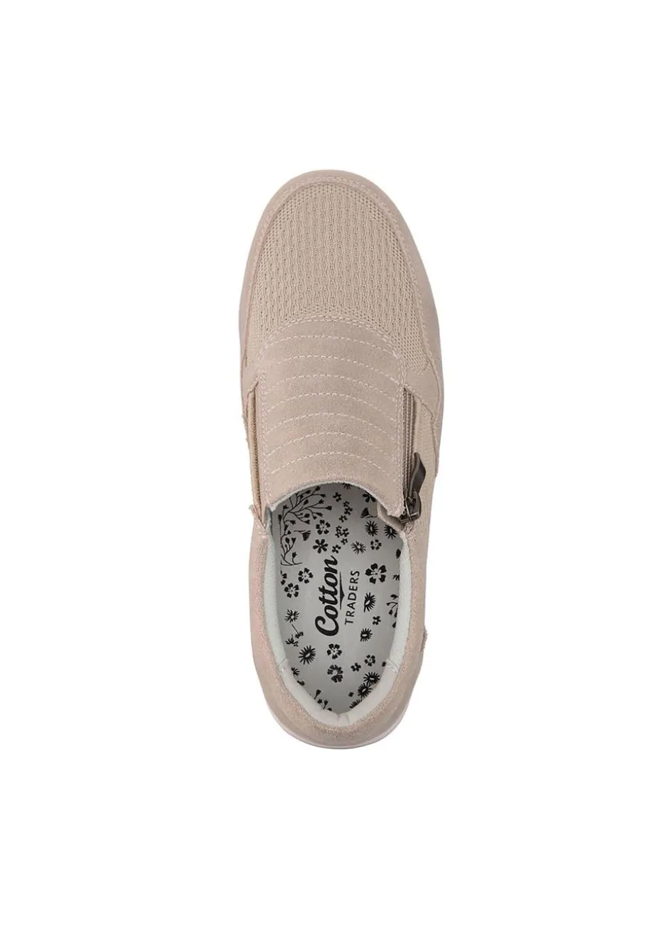Cotton Traders Amtique Gold Suede Side Zip Leisure Flex Trainers