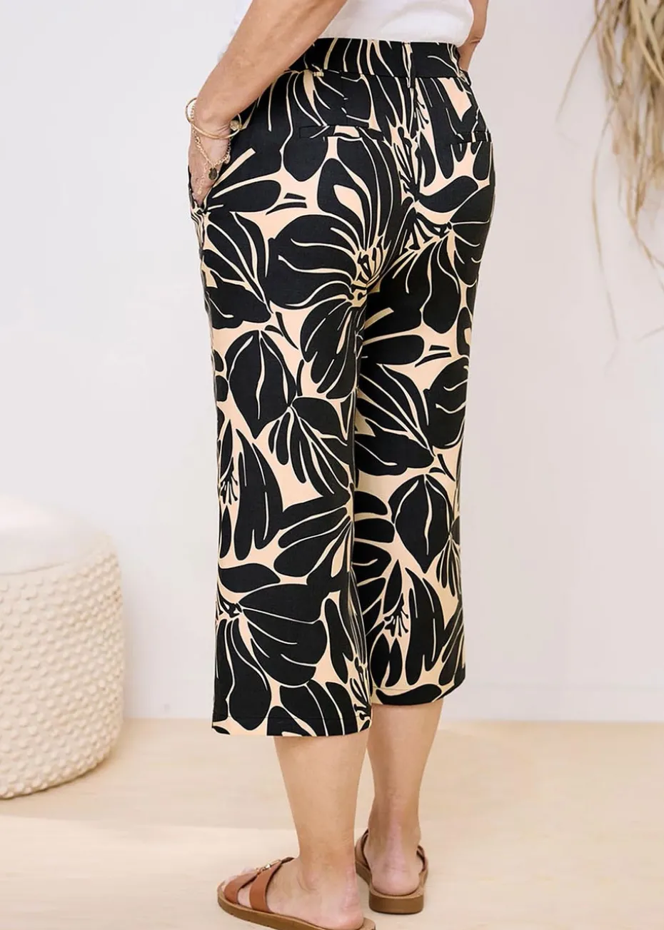Cotton Traders Black Printed Crop Trousers