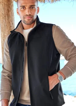 Cotton Traders Black Showerproof Fleece Lined Gilet Soft Shell