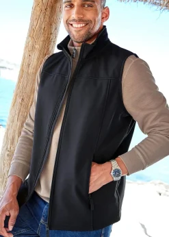 Cotton Traders Black Showerproof Fleece Lined Gilet Soft Shell