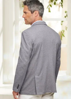 Cotton Traders Chalk Grey Textured Jersey Blazer