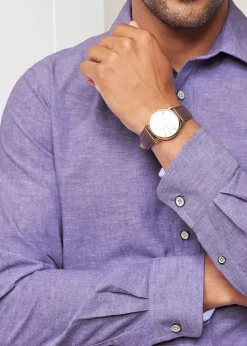 Cotton Traders Dusky Violet Long Sleeve Cotton-Rich Shirt