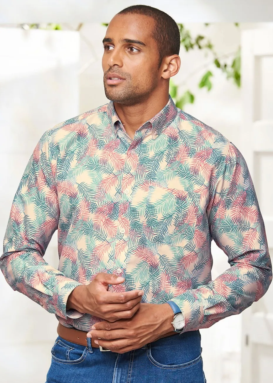 Cotton Traders Fawn Long Sleeve Easy-Iron Print Shirt