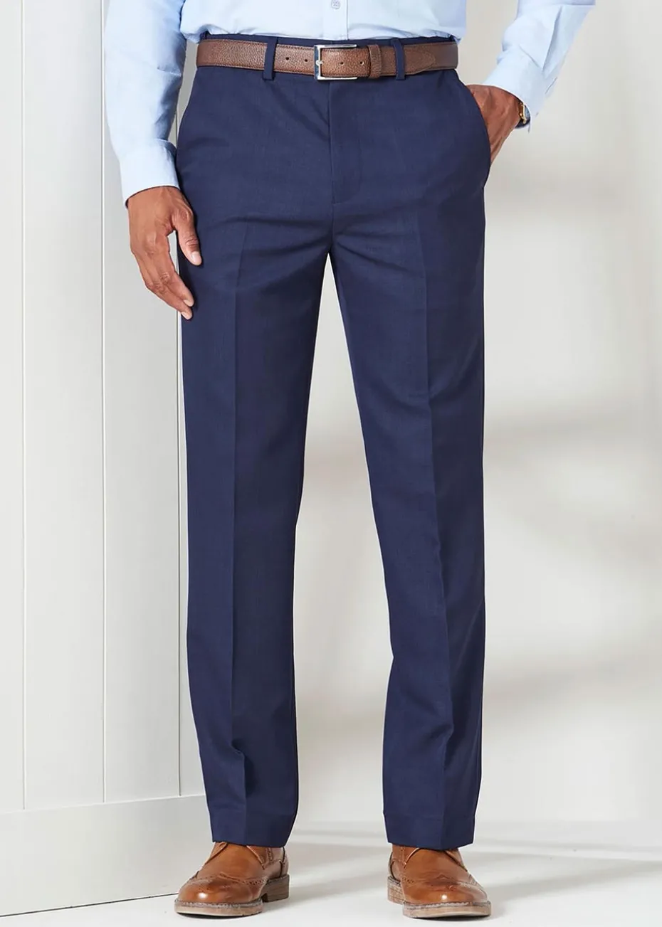 Cotton Traders French Navy Flat Front Supreme Easy-Care Trousers