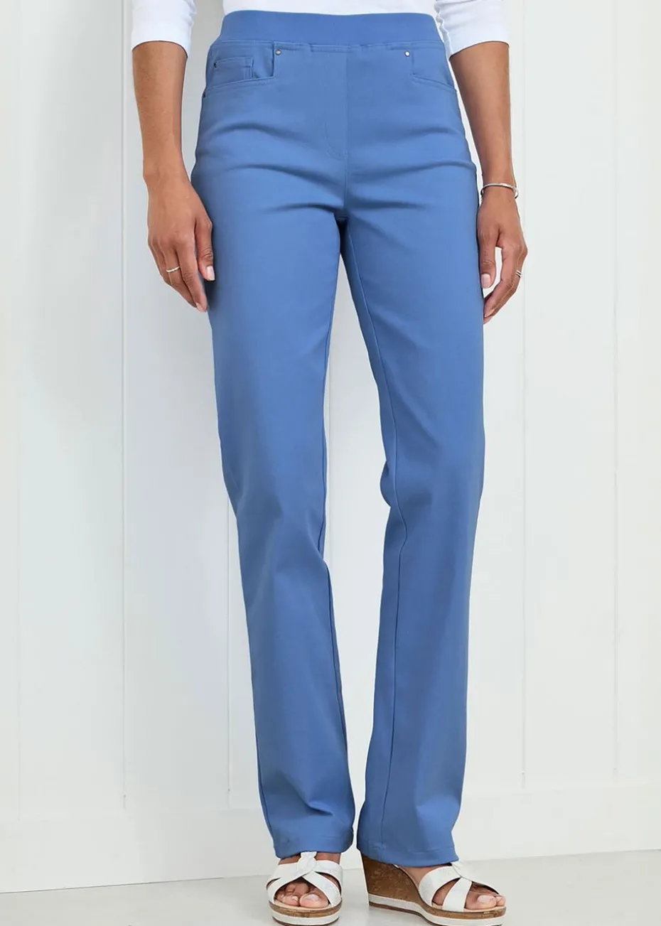 Cotton Traders Lavender Premium Pull-On Twill Straight-Leg Jeans