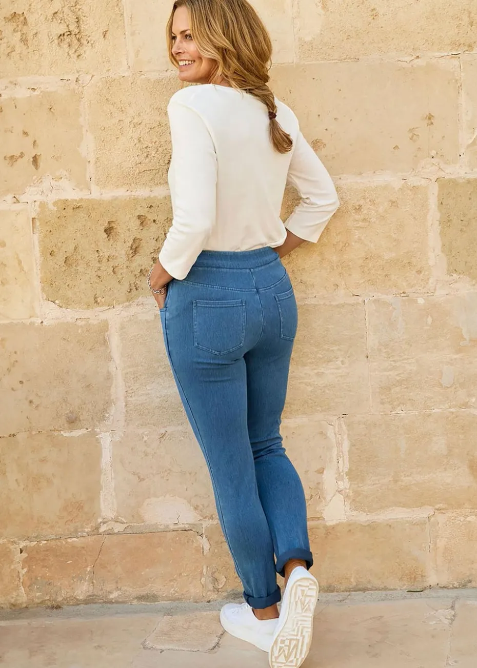 Cotton Traders Light Blue Stretch Jersey Denim Slim-Fit Pull-On Jeggings