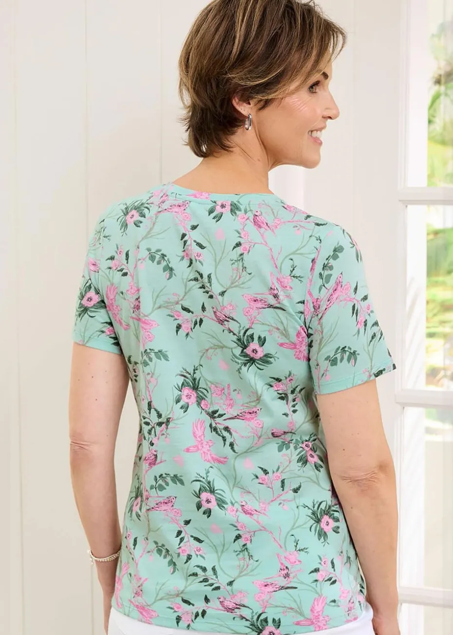 Cotton Traders Mint Short Sleeve Printed T Shirt