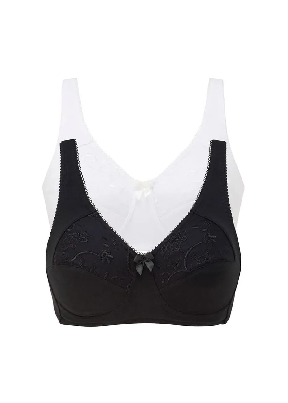 Cotton Traders Multi 2 Pack Rose Non-Wired Bras