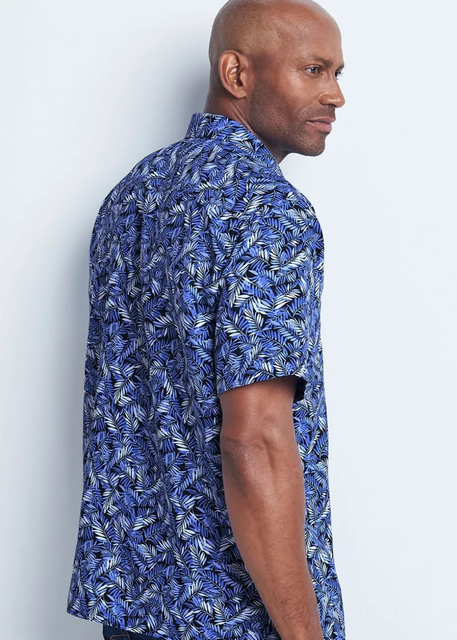 Cotton Traders Navy Guinness Short Sleeve Soft Touch Leaf Print Shirt