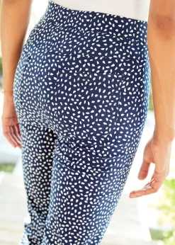 Cotton Traders Navy Printed Super Stretchy Crop Trousers