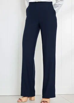 Cotton Traders Navy Wide Leg Occasion Trousers