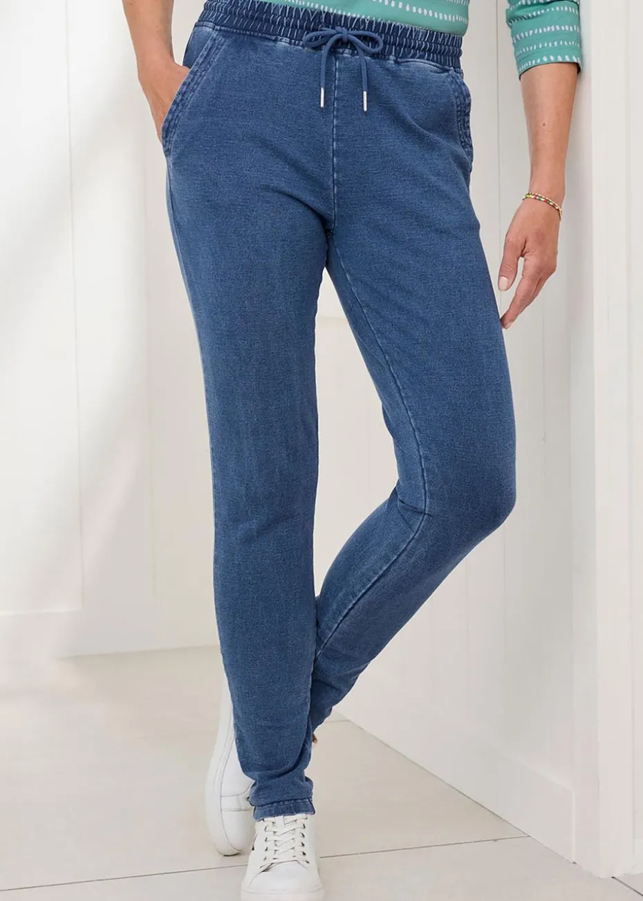 Cotton Traders Pale Blue Jersey Denim Joggers