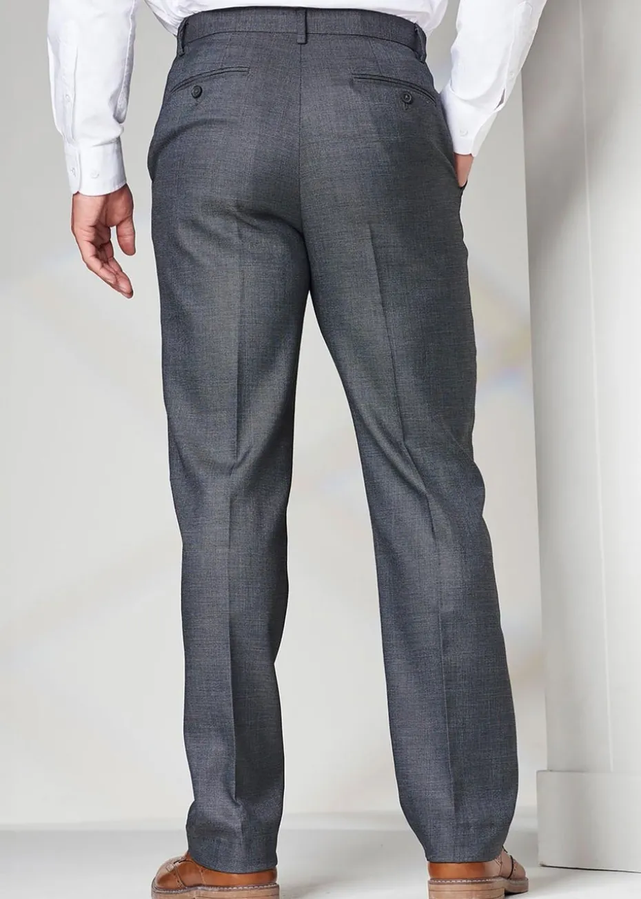 Cotton Traders Pale Blue Flat Front Stretch Smart Check Trousers