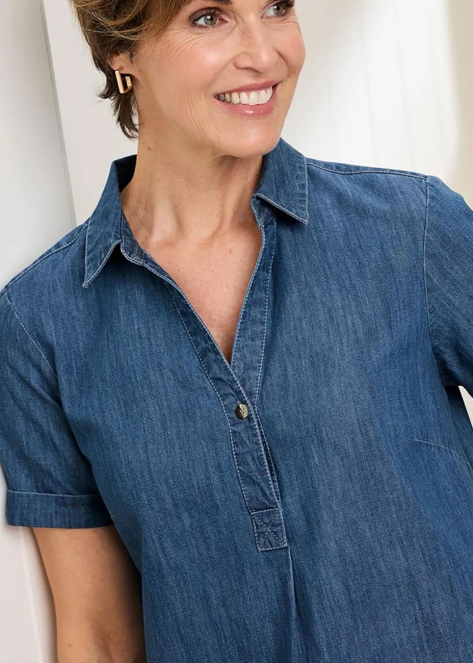 Cotton Traders Pale Blue Denim Dress