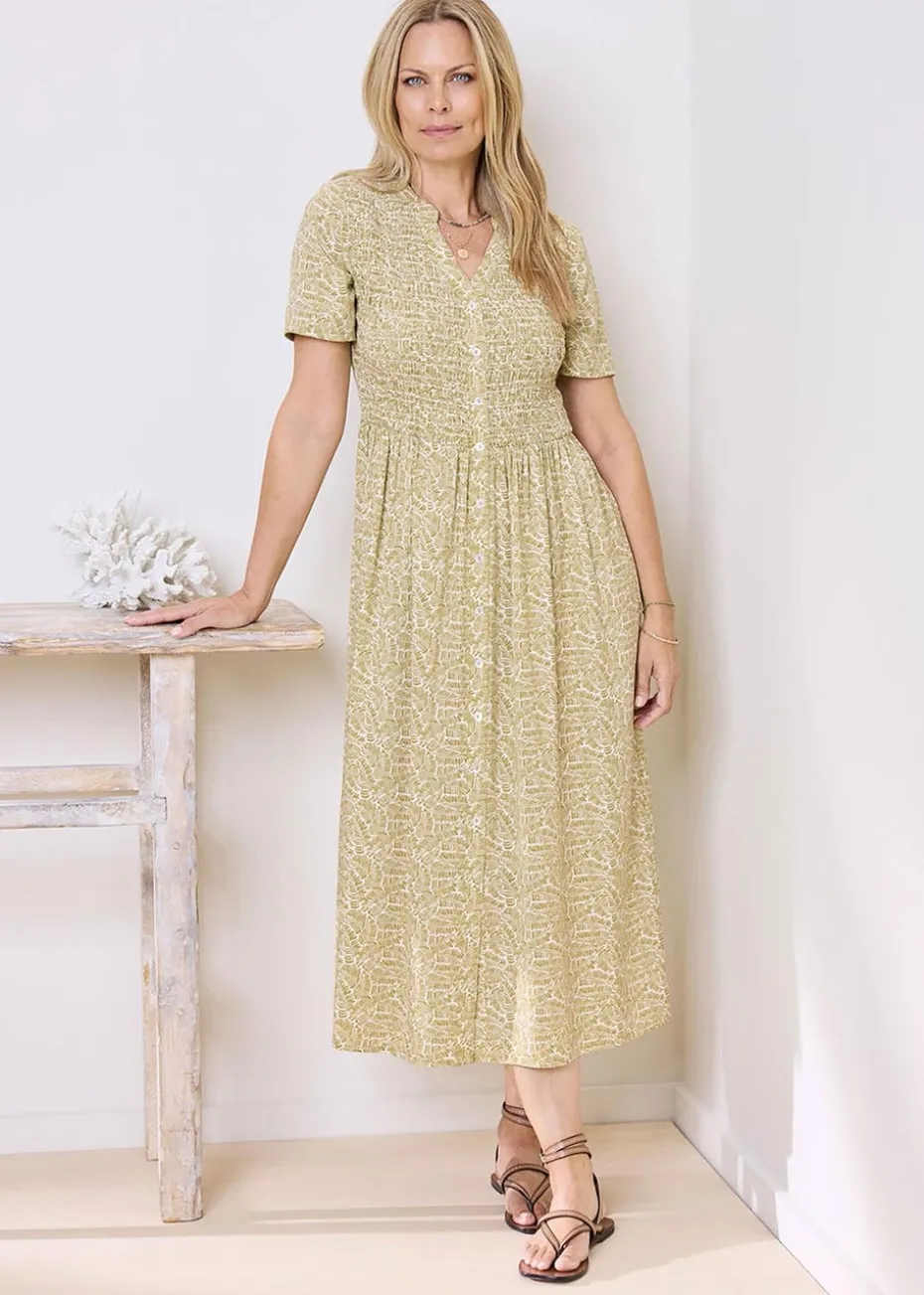 Cotton Traders Sage Green Printed Maxi Dress
