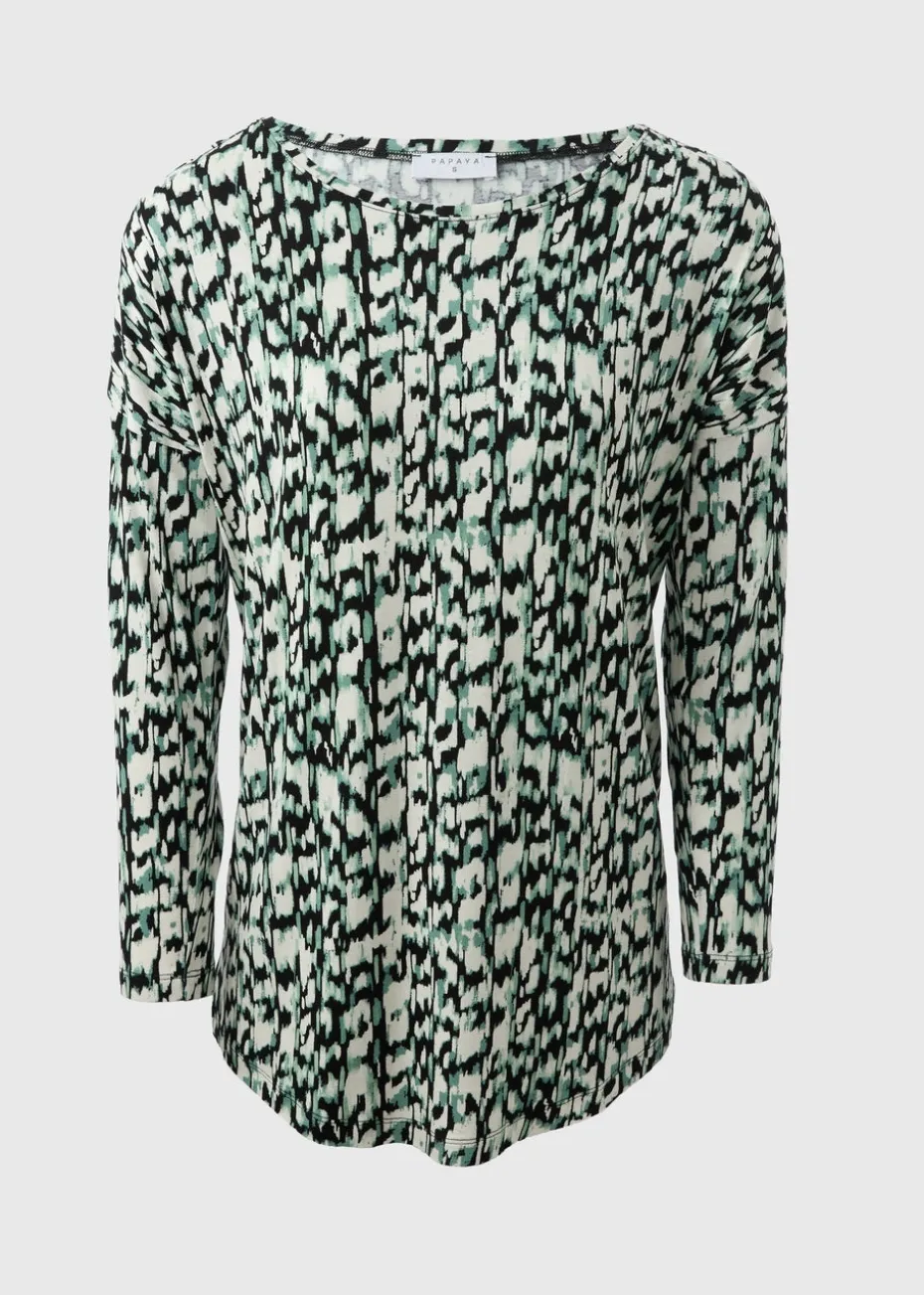 Cream Abstract Long Sleeve Top