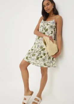 Cream Floral Mini Cami Dress