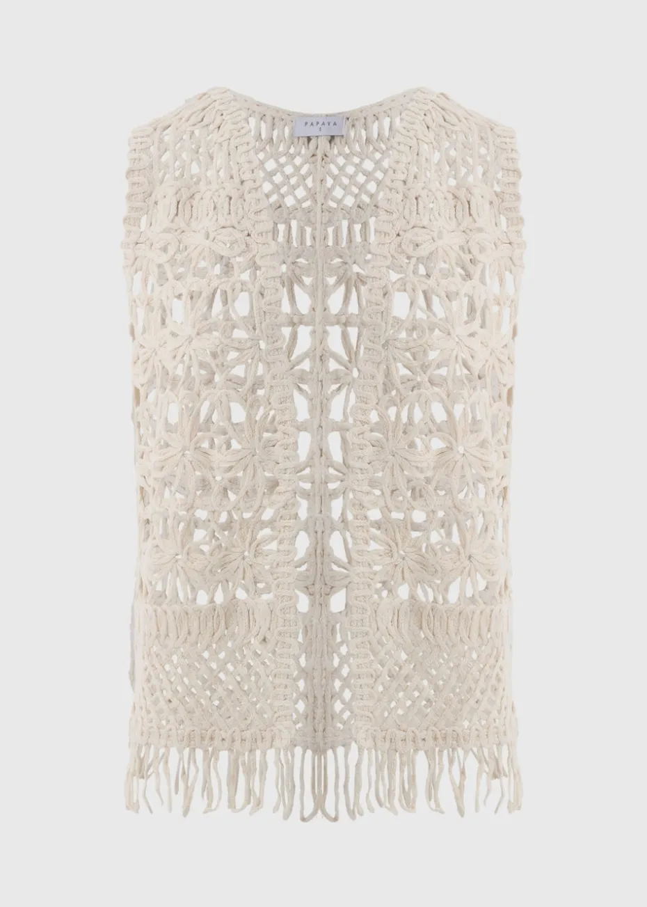 Cream Fringe Waistcoat
