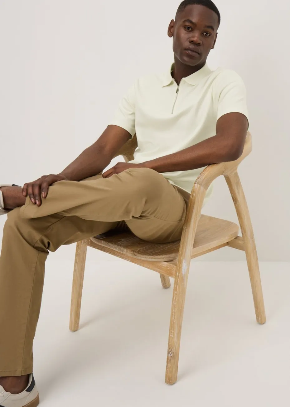 Cream Interlock 1/4 Zip Polo Shirt