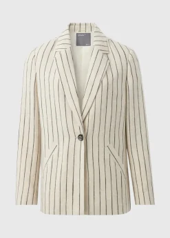 Cream Stripe Linen Blend Blazer