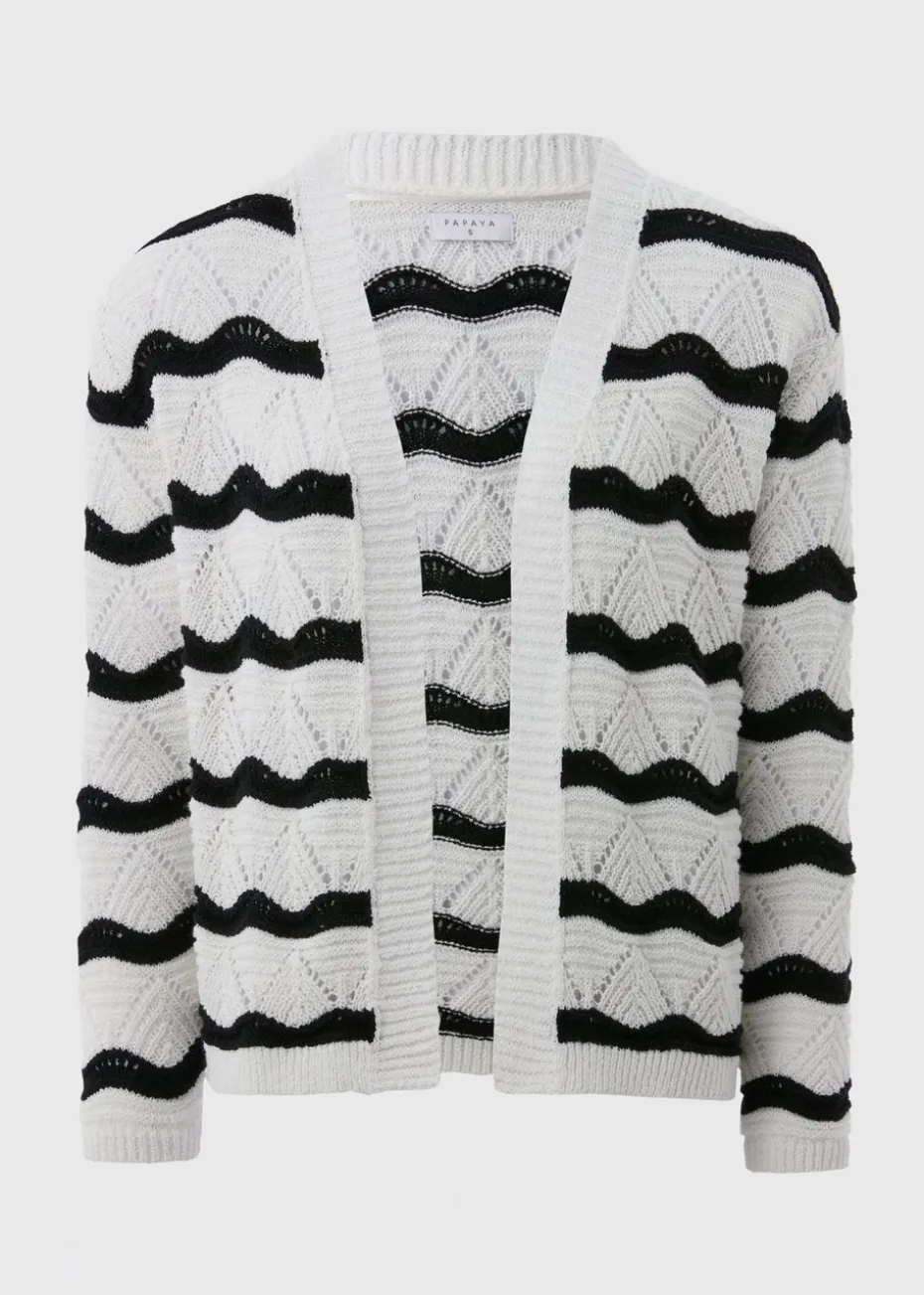 Cream Wave Stripe Cardigan