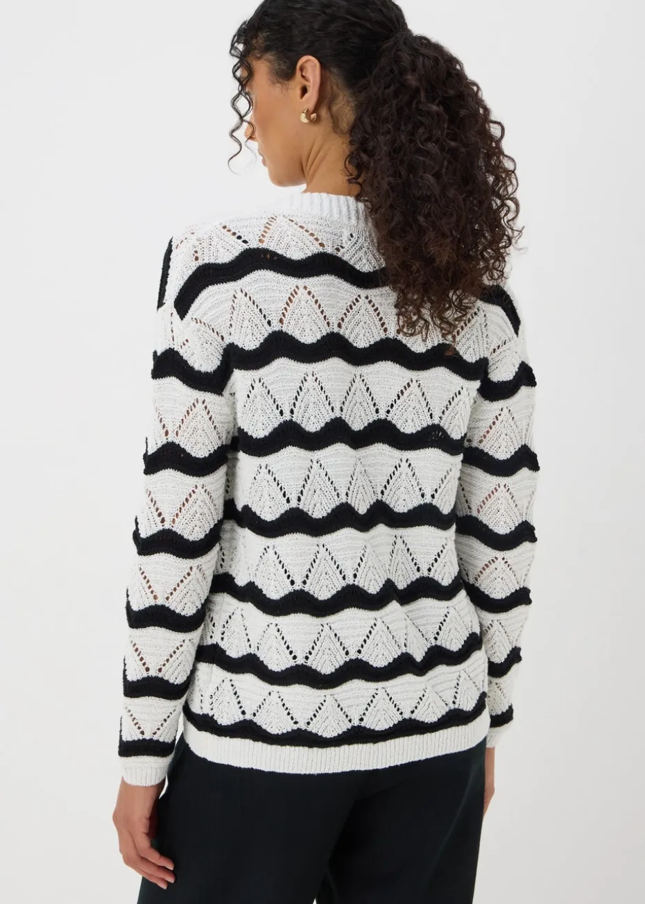 Cream Wave Stripe Cardigan