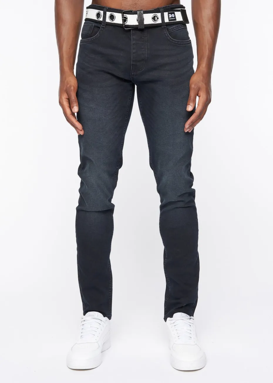 Crosshatch Blue Black Barbeck Slim Fit Denim