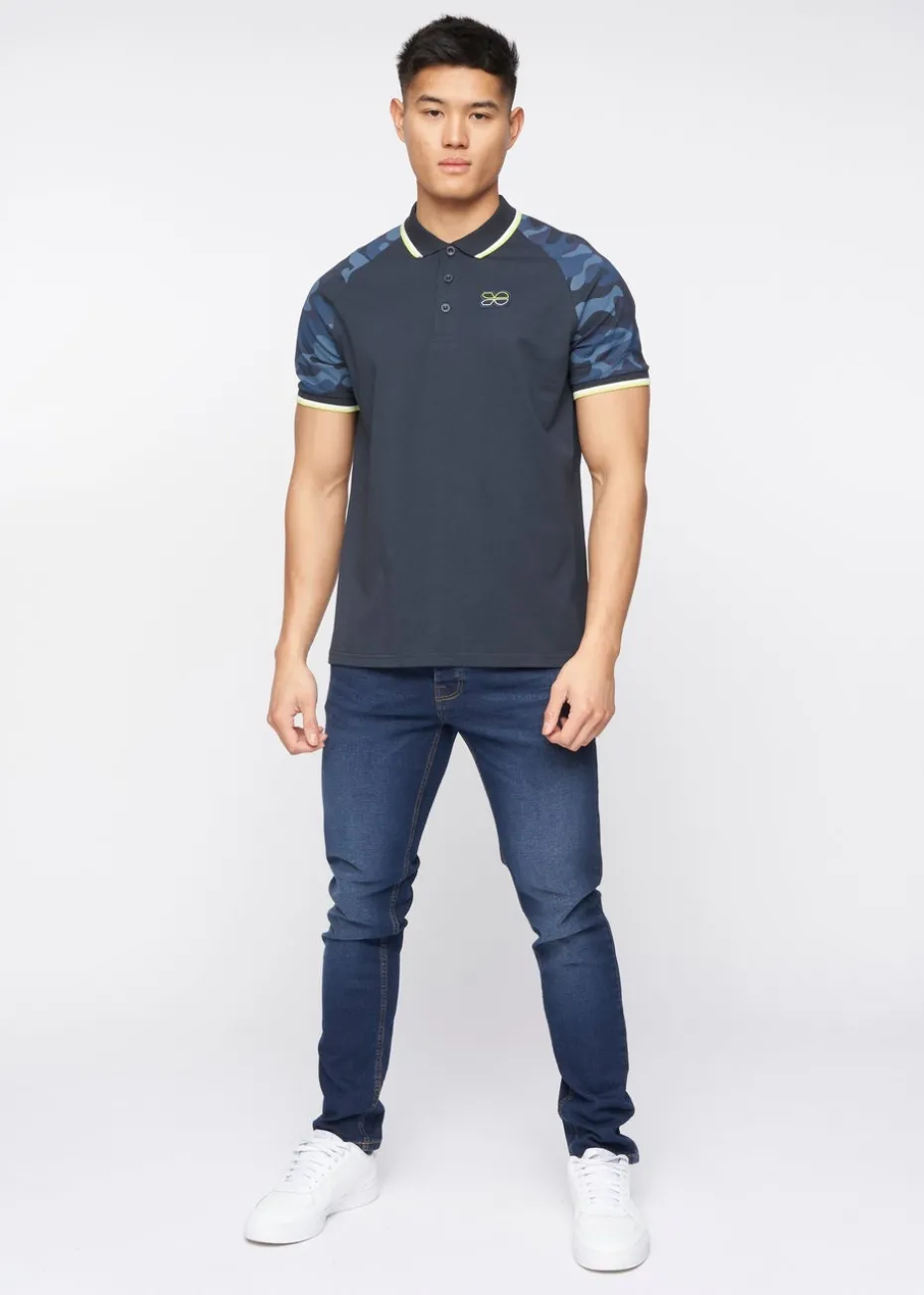 Crosshatch Navy Cramdark Camo Polo
