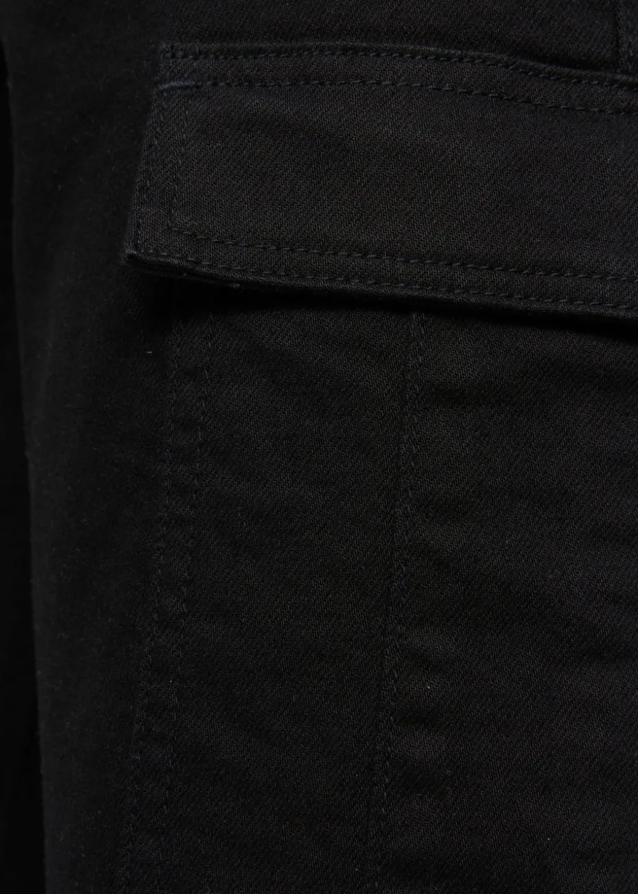Crosshatch Solid Black Kremtap Cargo Jeans