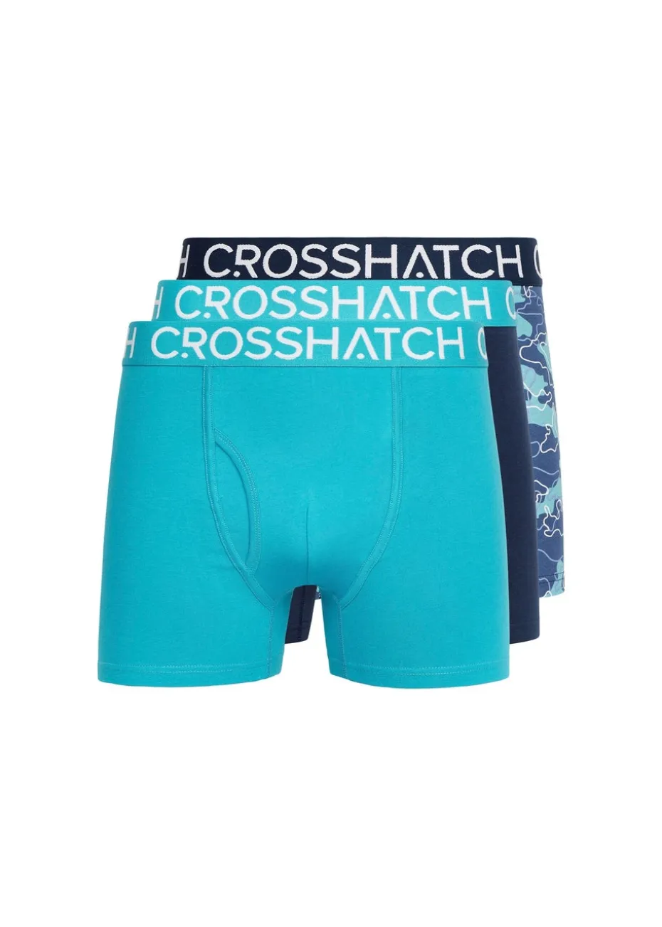 Crosshatch Teal Lynol Boxers (3 Pack)