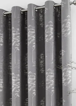 Curtina Elmwood Jacquard Grey Eyelet Curtains