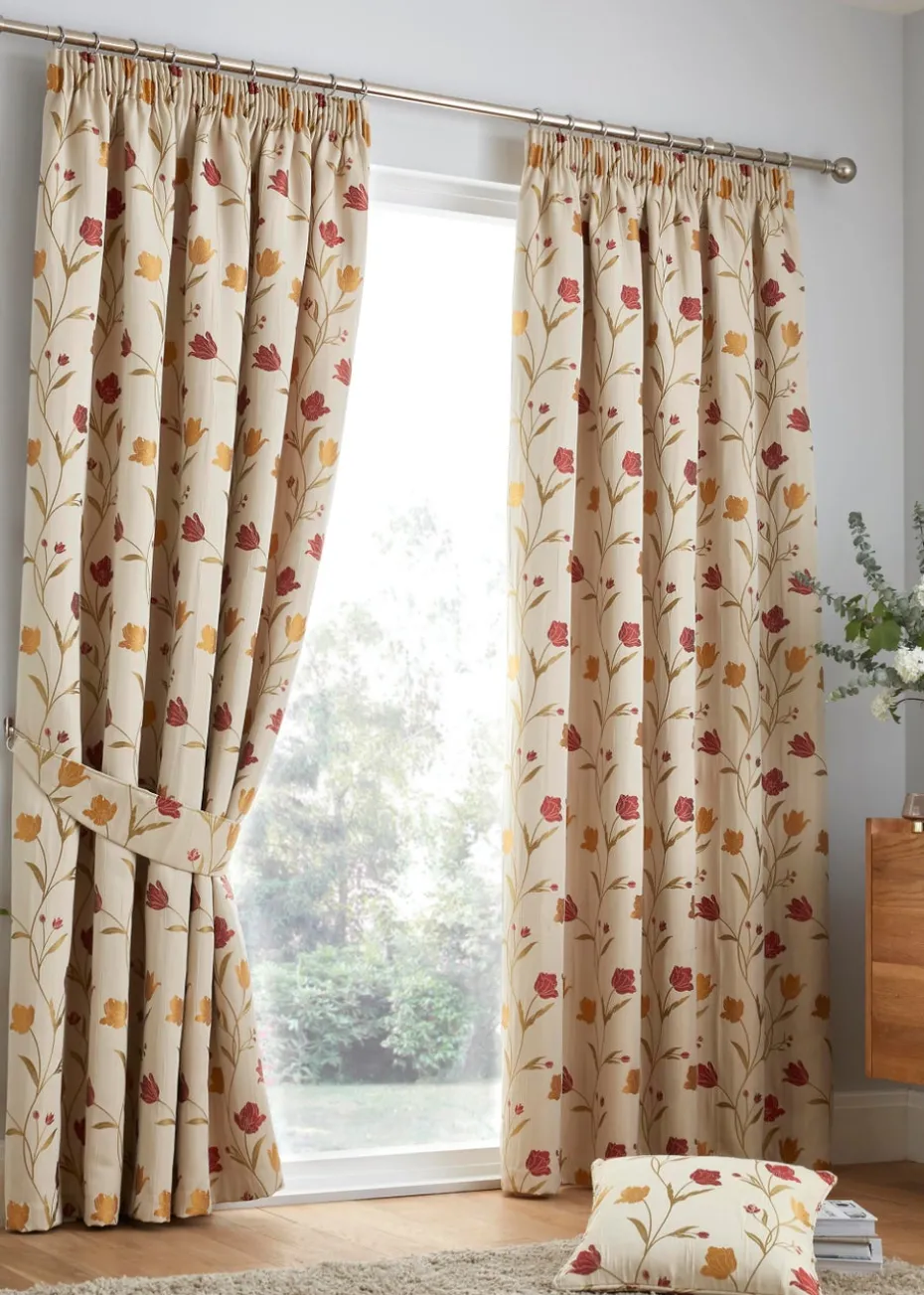 Curtina Juliette Jacquard Natural Pencil Pleat Curtains