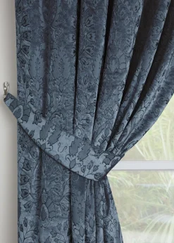 Curtina Trinity Jacquard Blue Pencil Pleat Curtains