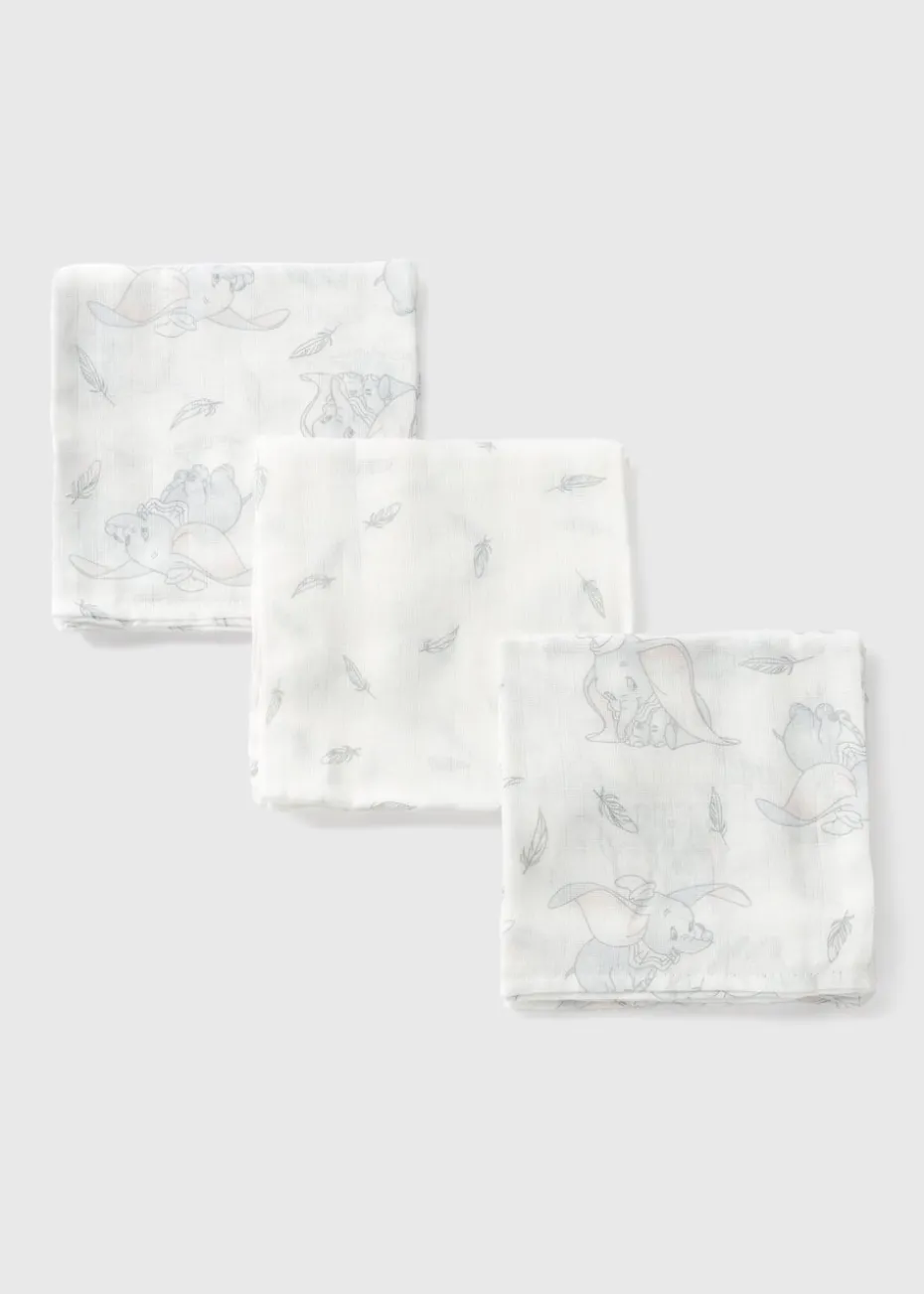 Disney 3 Pack Baby Cream Dumbo Muslin Cloths