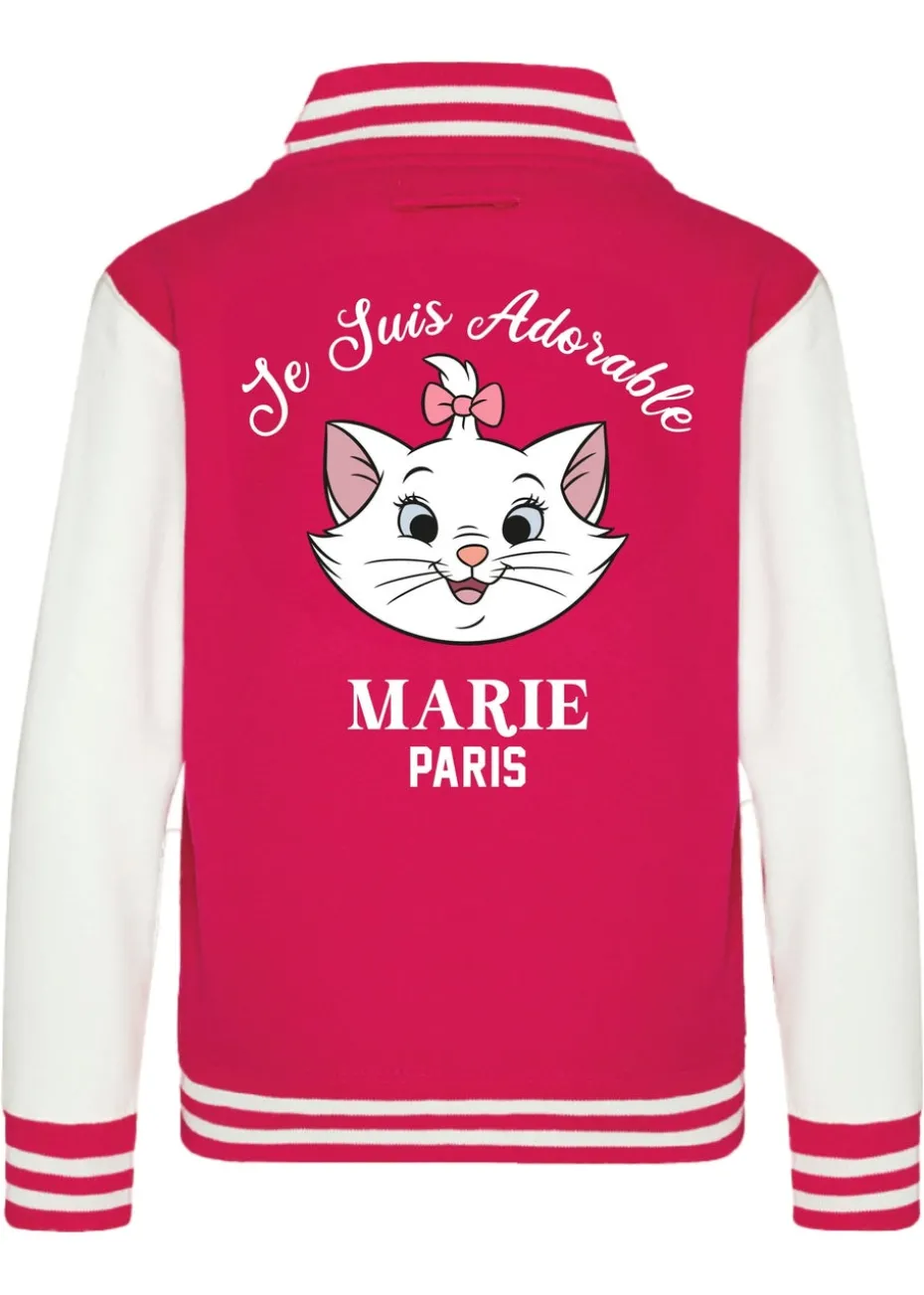 Disney Aristocats Marie Je Suis Adorable Kids Pink/White Varsity Jacket (3-13 Years)