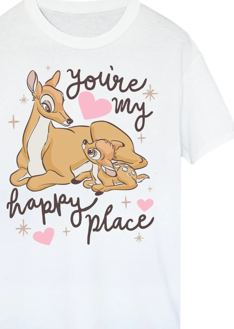 Disney Bambi You're My Happy Place White Boyfriend Fit T-Shirt