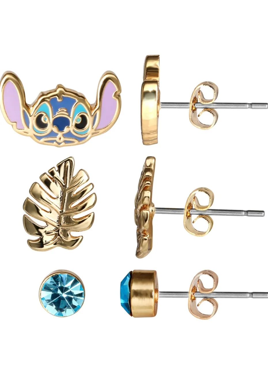 Disney Lilo & Stitch Blue/Gold Coloured 3 Piece Earring Set