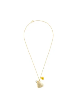 Disney Winnie The Pooh Yellow Gold Plated Brass Heart Shaped Necklace