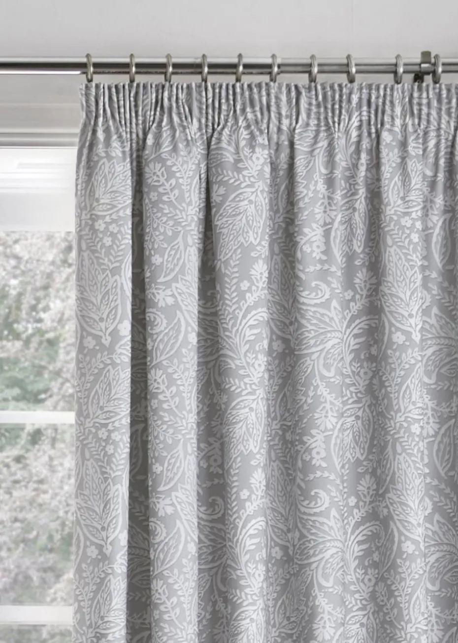 Dreams & Drapes Aveline Grey Pencil Pleat Curtains With Tie-Backs