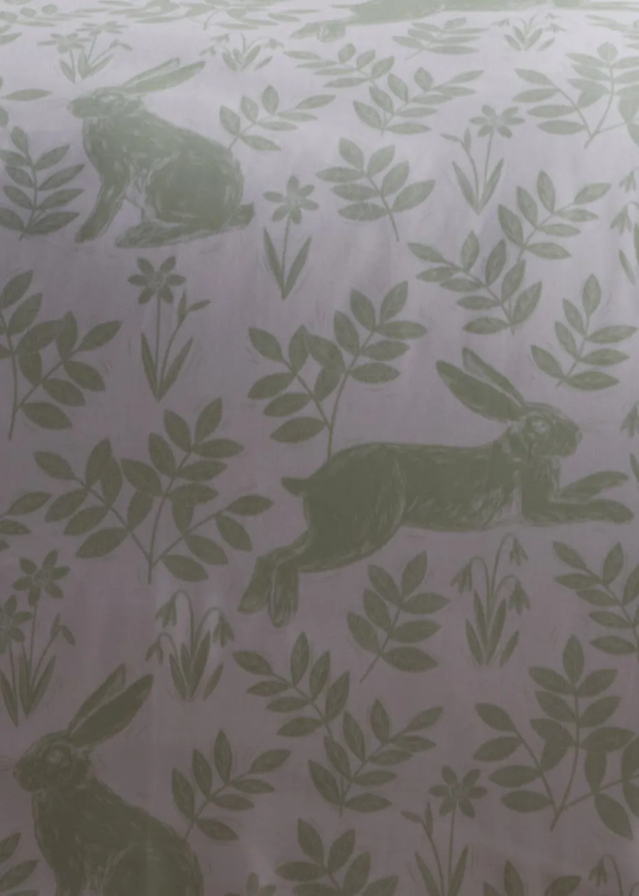 Dreams & Drapes Design Spring Rabbits Green Duvet Cover Set
