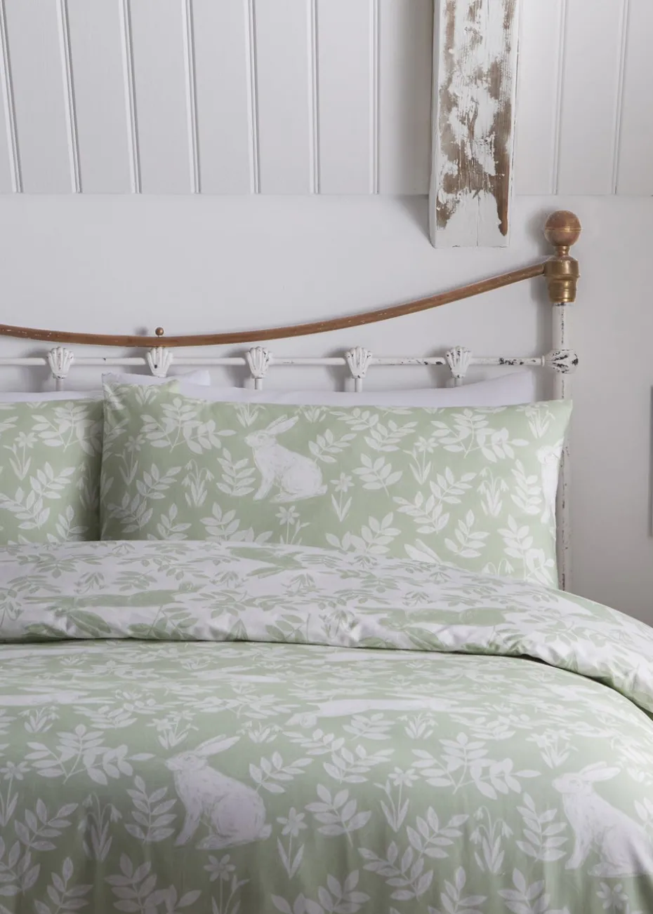 Dreams & Drapes Design Spring Rabbits Green Duvet Cover Set