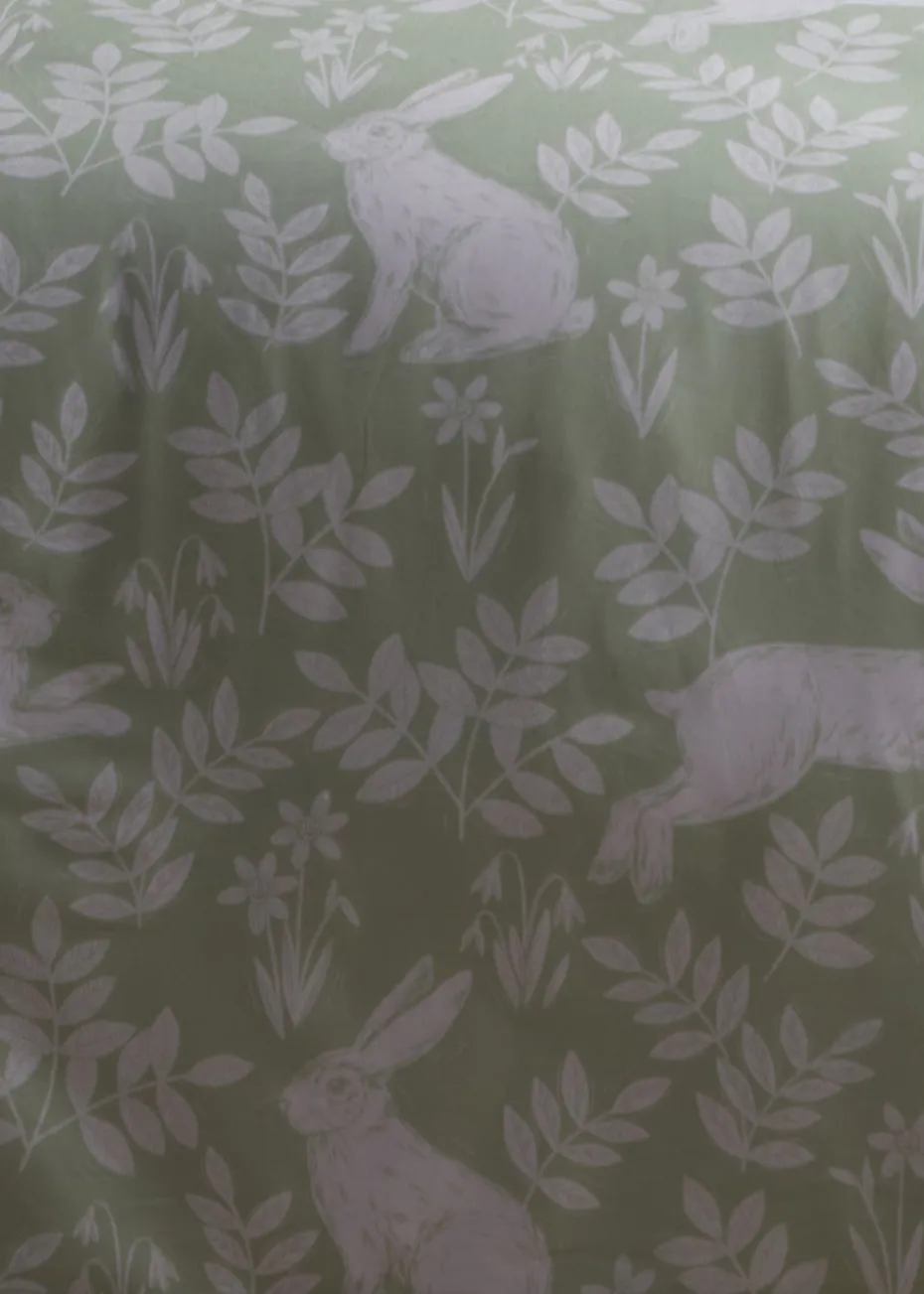 Dreams & Drapes Design Spring Rabbits Green Duvet Cover Set