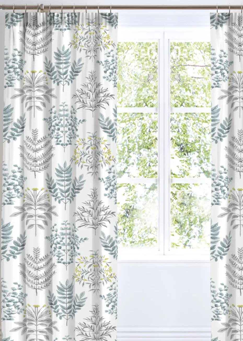Dreams & Drapes Emily Reversible Blue Pencil Pleat Curtains With Tie-Backs