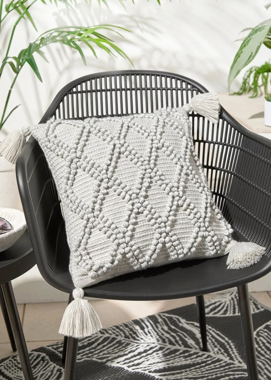 Drift Home Alda Outdoor Tasselled Grey Filled Cushion