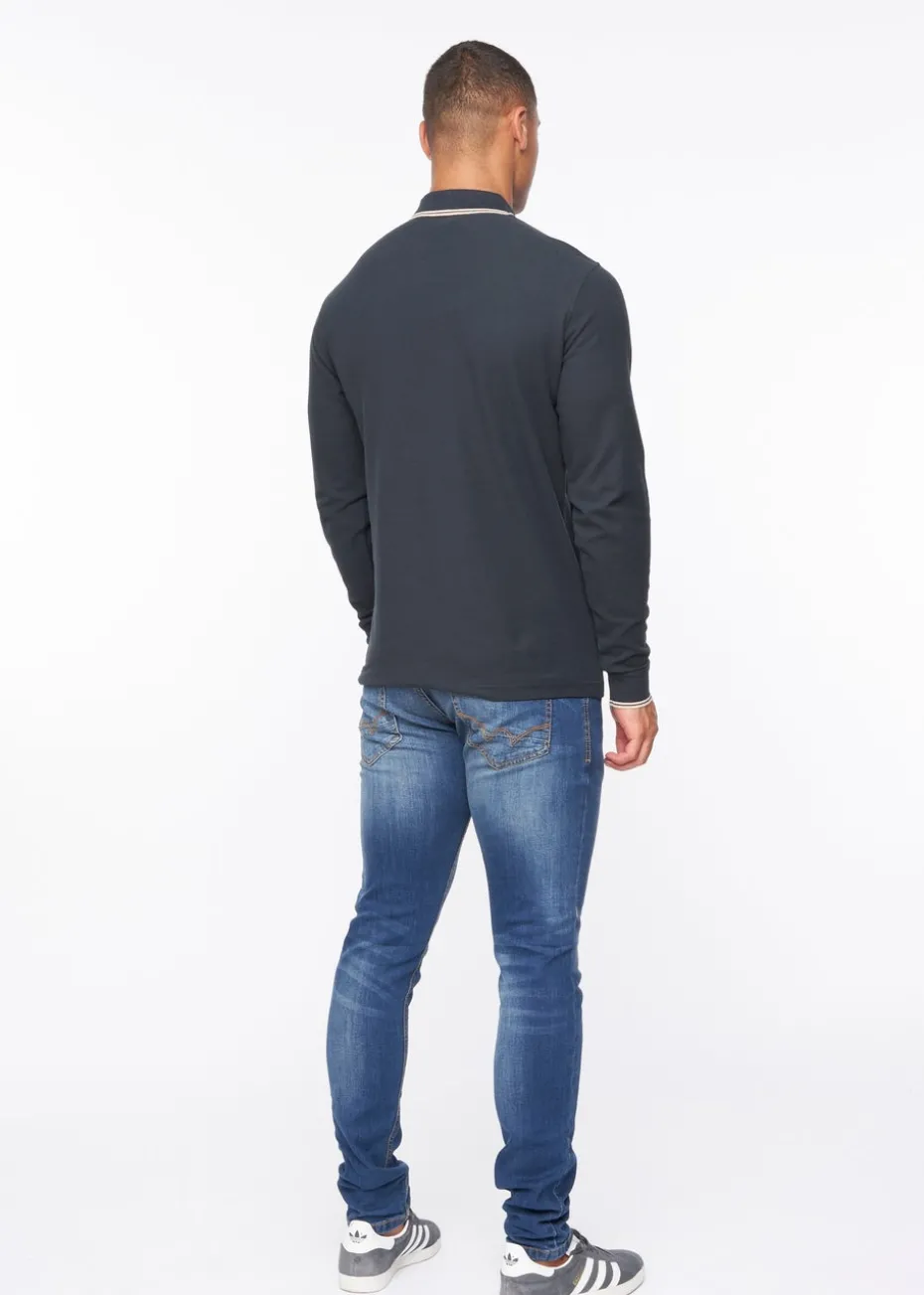 Duck & Cover Navy Roxberry Long Sleeve Polo