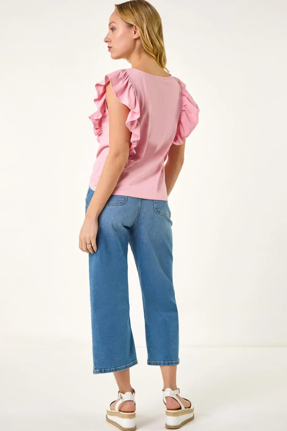 Dusk Pink Dusk Short Sleeve Ruffle Stretch Tee