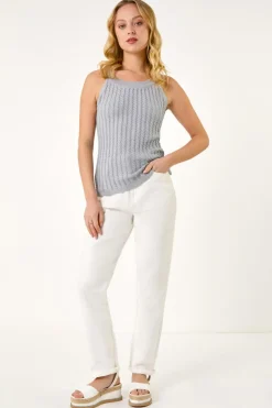Dusk Silver Dusk Metallic Knit Vest Top